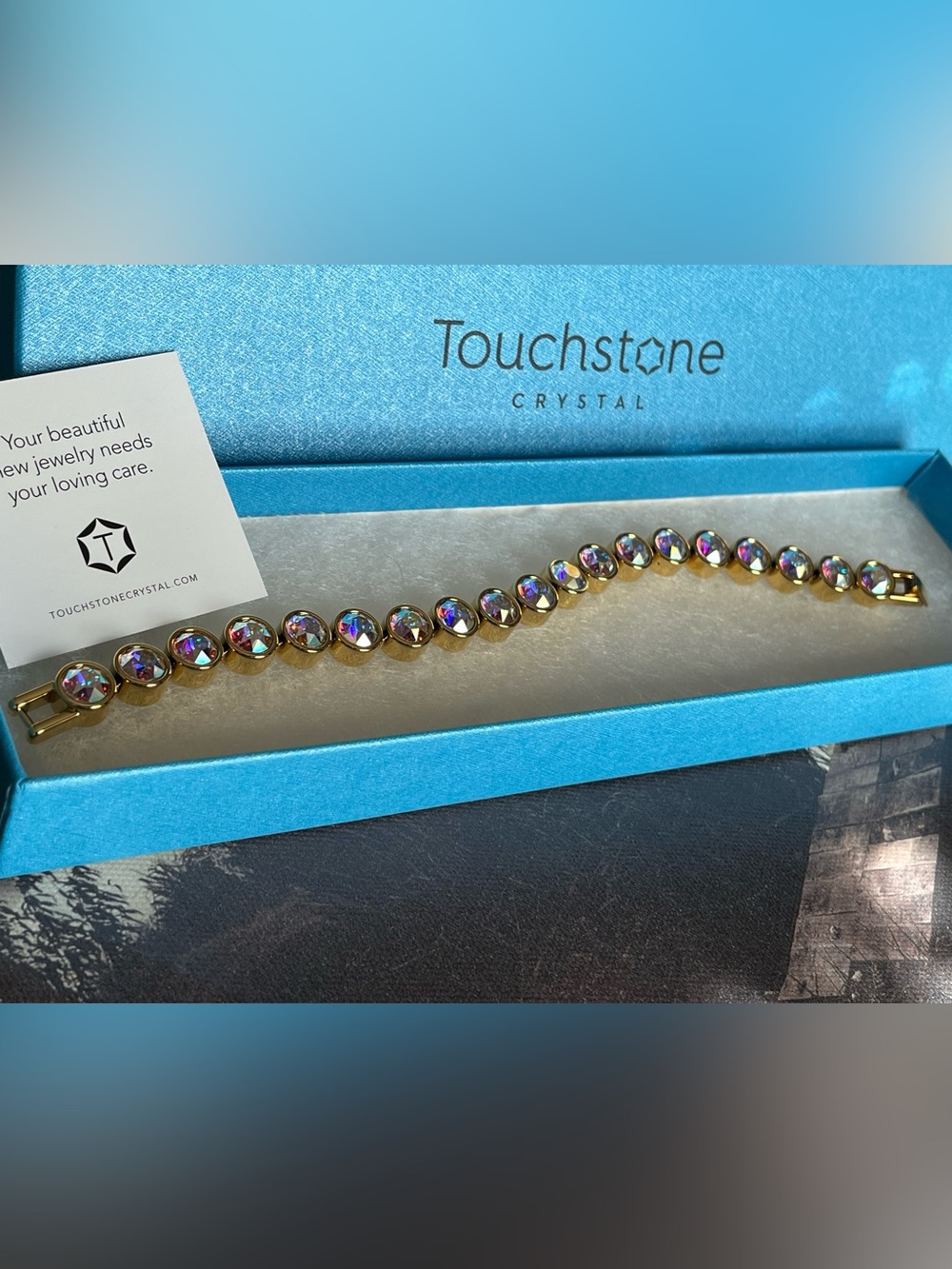 Touchstone Crystal Golden Aurora Borealis Crystal Ice Bracelet - Picture 4 of 12